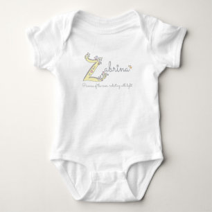 Zabrina girls name meaning Z monogram hearts Baby Bodysuit