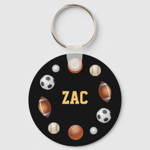 Zac World of Sports Keychain - Black