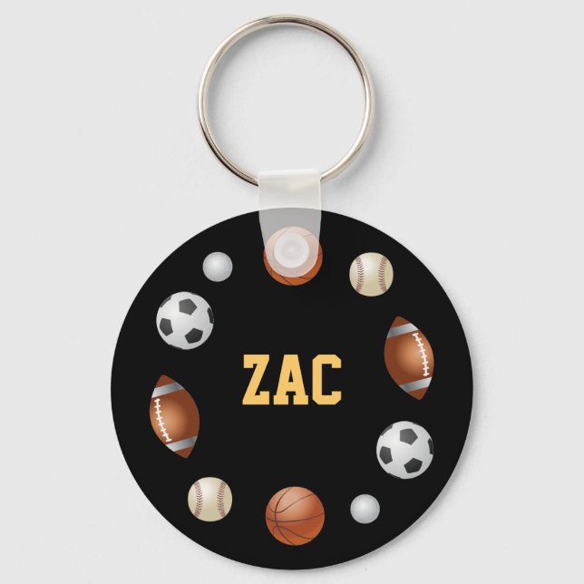 Zac World of Sports Keychain - Black (Front)