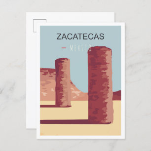 Zacatecas Mexico Art Vintage Travel Illustration Postcard