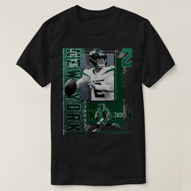Zach Wilson Football Paper   T-Shirt (Design Front)