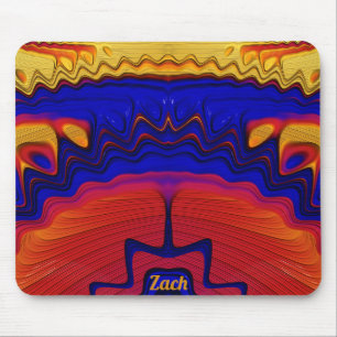 ZACH ~ Zany Hot Yellow, Red, Orange and Blue Mouse Mat