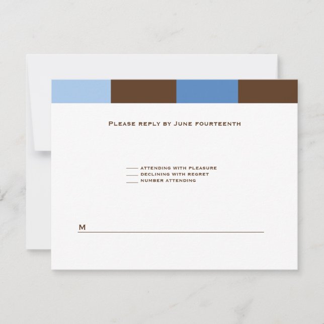 Zachary Blue Brown RSVP Card (Front)