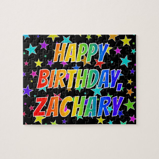 "ZACHARY" First Name, Fun "HAPPY BIRTHDAY" Jigsaw Puzzle (Horizontal)