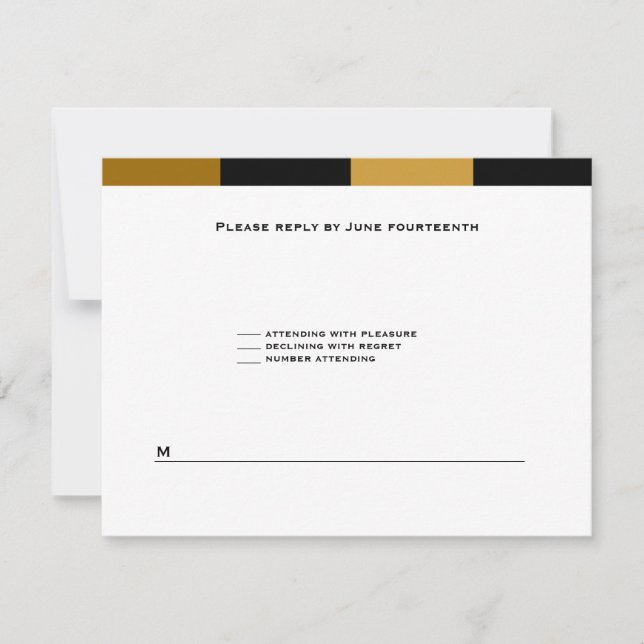 Zachary Gold Brown Black RSVP Card (Front)