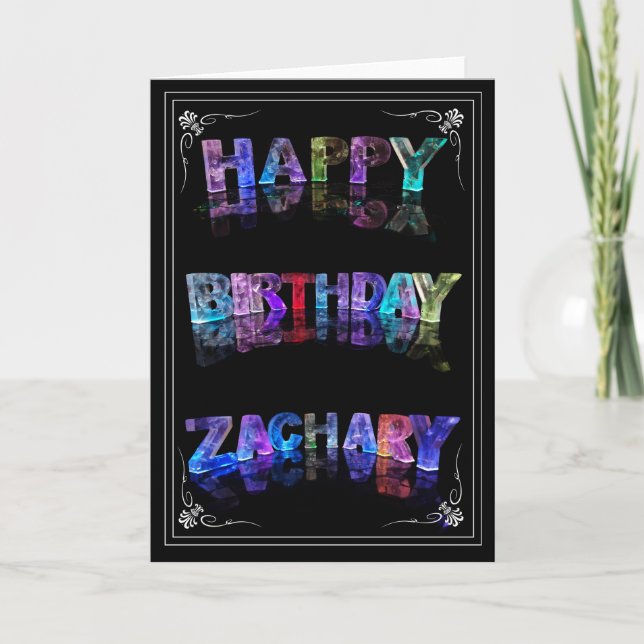 Zachary -  Name in Lights greeting card (Photo) (Front)