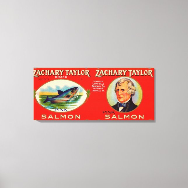 Zachary Taylor Brand Salmon Label Canvas Print (Front)