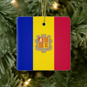 zAD002 FLAG of Andorra, Ceramic Ornament