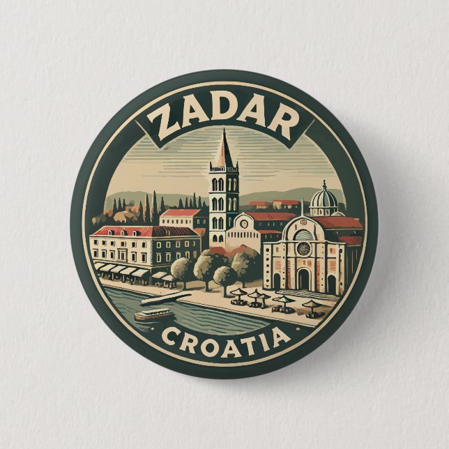 Zadar Croatia Illustration Travel Art Badge (Front)