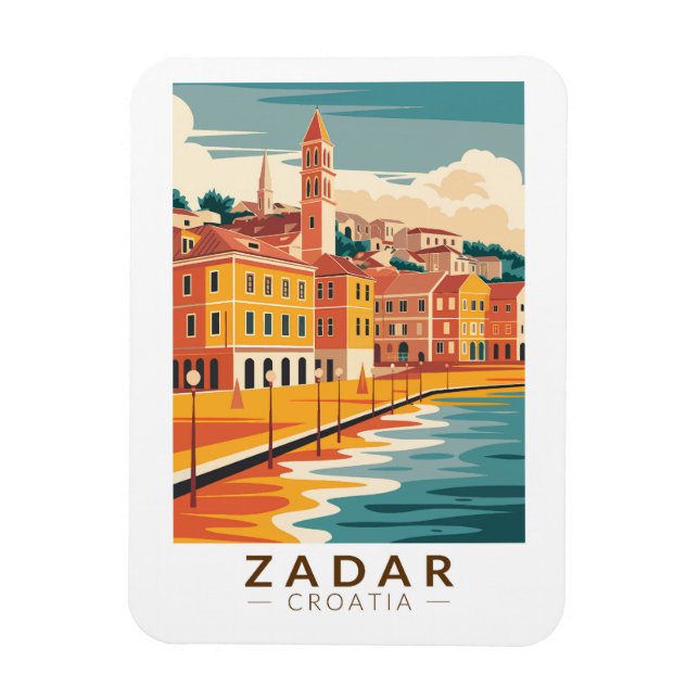 Zadar Croatia Illustration Travel Art Vintage Magnet (Vertical)