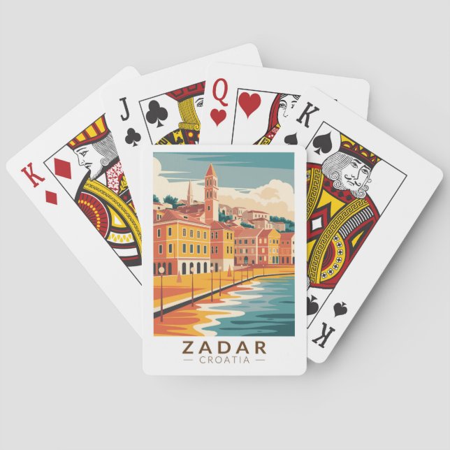 Zadar Croatia Illustration Travel Art Vintage Playing Cards (Back)