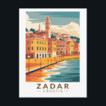 Zadar Croatia Illustration Travel Art Vintage Postcard<br><div class="desc">Zadar retro vector travel design. Zadar,  a city on Croatia’s Dalmatian coast,  is known for the Roman and Venetian ruins of its peninsular Old Town.</div>