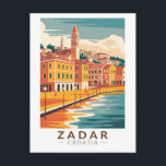 Zadar Croatia Illustration Travel Art Vintage Postcard<br><div class="desc">Zadar retro vector travel design. Zadar,  a city on Croatia’s Dalmatian coast,  is known for the Roman and Venetian ruins of its peninsular Old Town.</div>