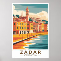 Zadar Croatia Illustration Travel Art Vintage