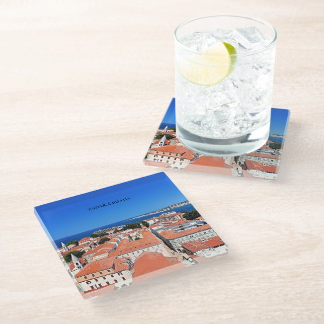 Zadar, Croatia, Old Town, Glass Coaster (Angled)