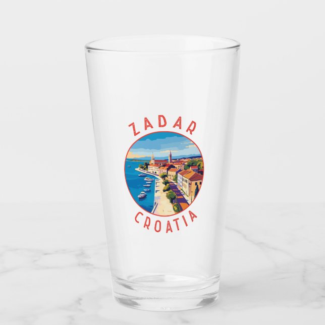 Zadar Croatia Retro Distressed Circle Glass (Front)