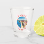 Zadar Croatia Retro Distressed Circle Shot Glass<br><div class="desc">Zadar retro vector travel design. Zadar,  a city on Croatia’s Dalmatian coast,  is known for the Roman and Venetian ruins of its peninsular Old Town.</div>