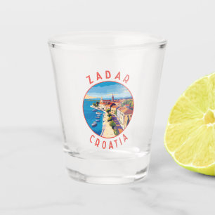 Zadar Croatia Retro Distressed Circle Shot Glass