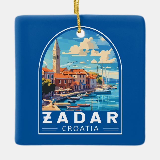 Zadar Croatia Travel Art Emblem Ceramic Ornament (Front)