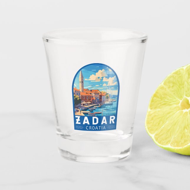 Zadar Croatia Travel Art Emblem Shot Glass (Front)