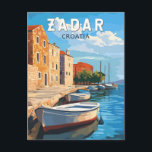Zadar Croatia Travel Art Vintage Postcard<br><div class="desc">Zadar retro vector travel design. Zadar,  a city on Croatia’s Dalmatian coast,  is known for the Roman and Venetian ruins of its peninsular Old Town.</div>
