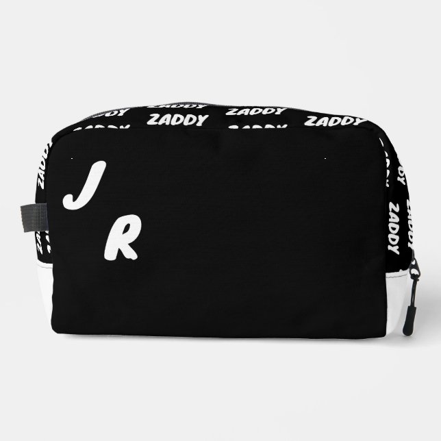 Zaddy Black Personalised Initials Dopp Kit (Front)