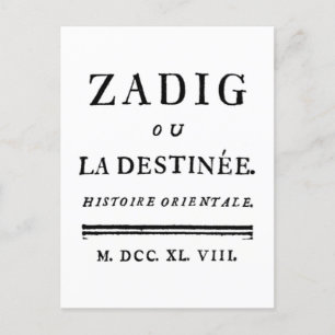 Zadig, or The Book of Fate - Descartes Postcard