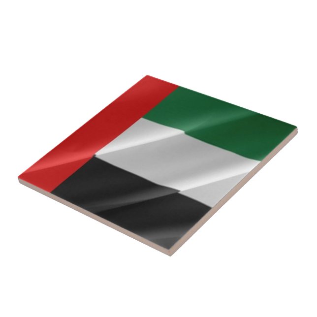 zAE002 UNITED ARAB EMIRATES waving FLAG UAE Tile (Side)