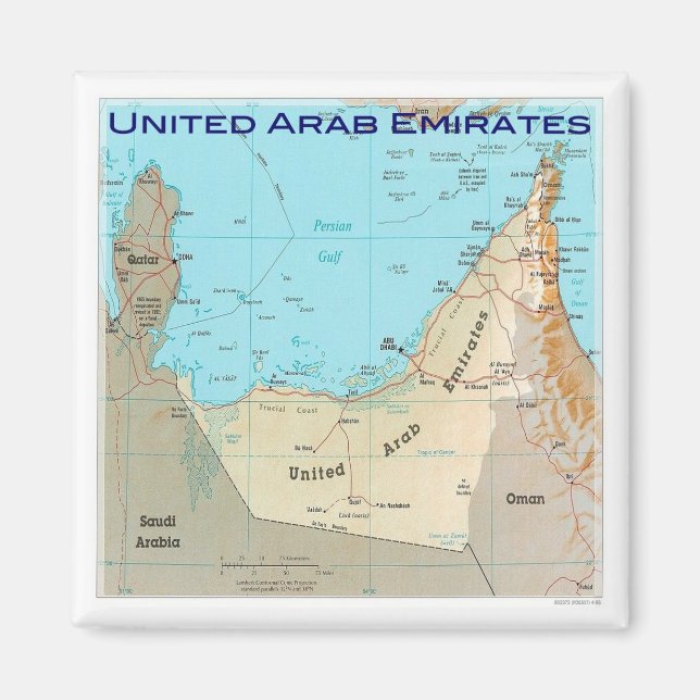 zAE026 MAP, United Arab Emirates, UAE, Fridge Magnet (Front)