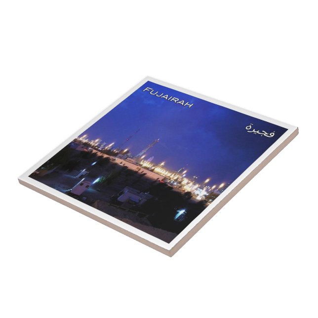 zAE036 FUJAIRAH a view at night, UAE, Asia, Tile (Side)