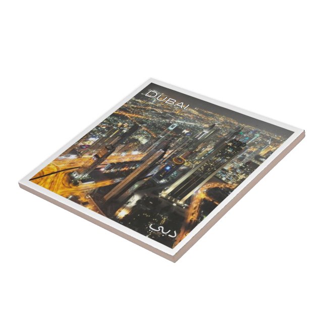 zAE038 DUBAI night scene, United Arab Emirates UAE Tile (Side)