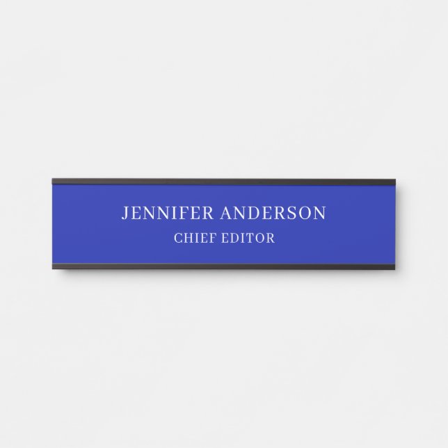 Zaffre Blue Professional Modern Plain Minimalist Door Sign (Front)