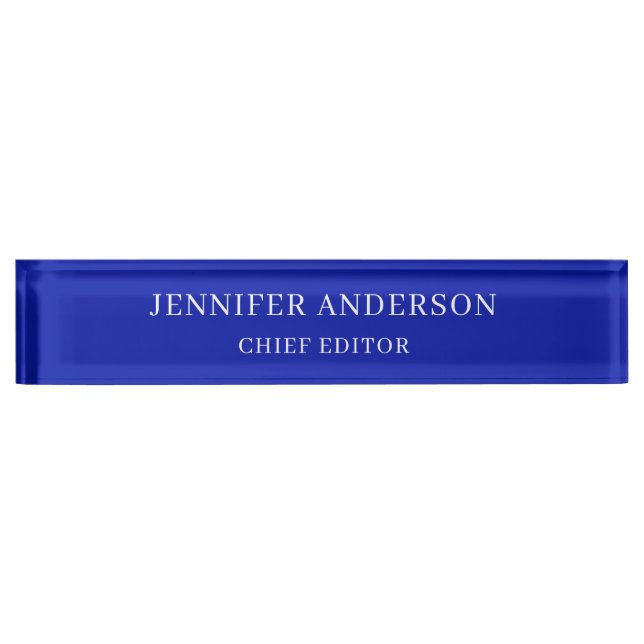 Zaffre Blue Professional Modern Plain Minimalist Nameplate (Front)