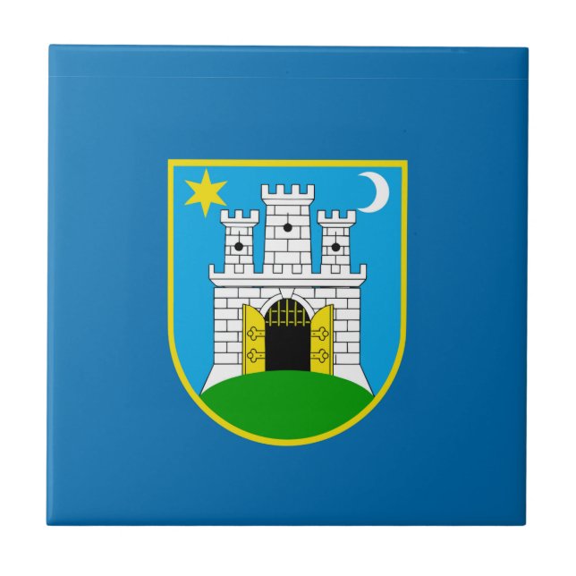 Zagreb city flag croatia symbol tile (Front)
