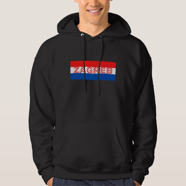 Zagreb City in Croatian Flag Colours Hoodie (Front)