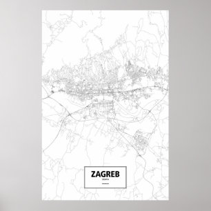 Zagreb, Croatia (black on white) Poster