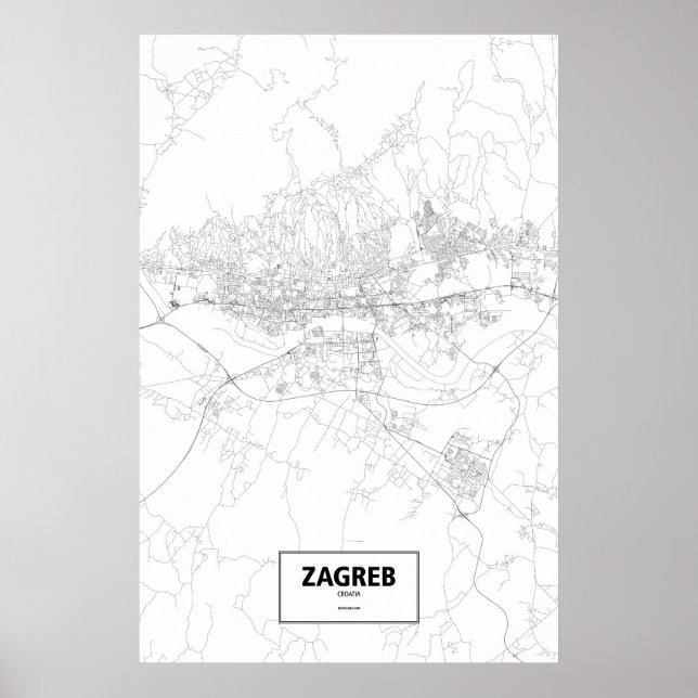 Zagreb, Croatia (black on white) Poster (Front)