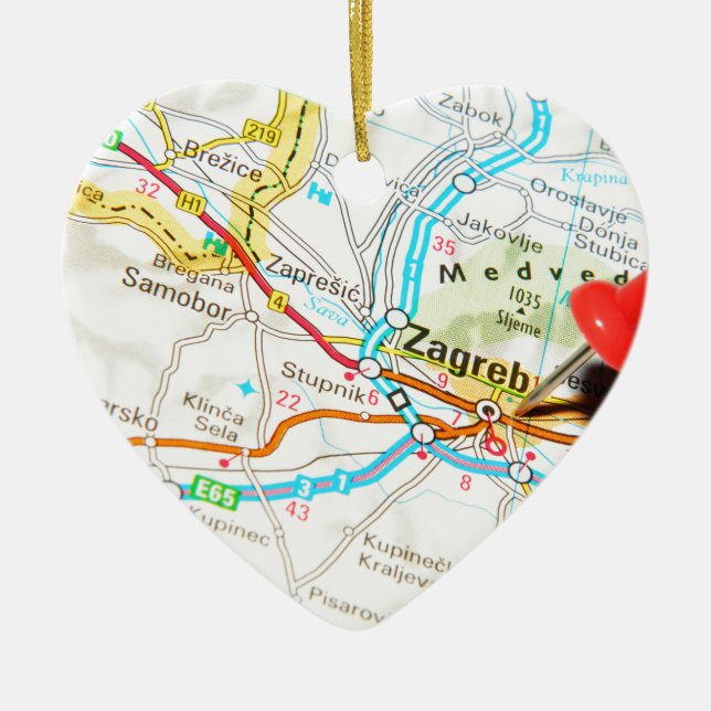 Zagreb, Croatia Ceramic Tree Decoration (Front)