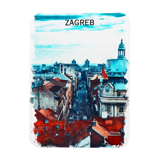 Zagreb Croatia Cityscape View Magnet (Vertical)