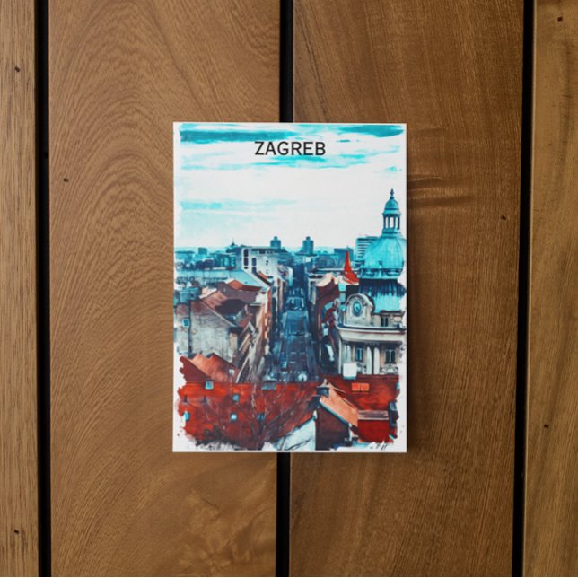 Zagreb Croatia Cityscape View Postcard (zagreb croatia city view postcard)