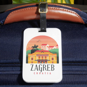 Zagreb Croatia Cityscape Vintage Luggage Tag