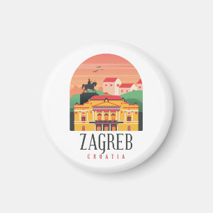 Zagreb Croatia Cityscape Vintage  Magnet