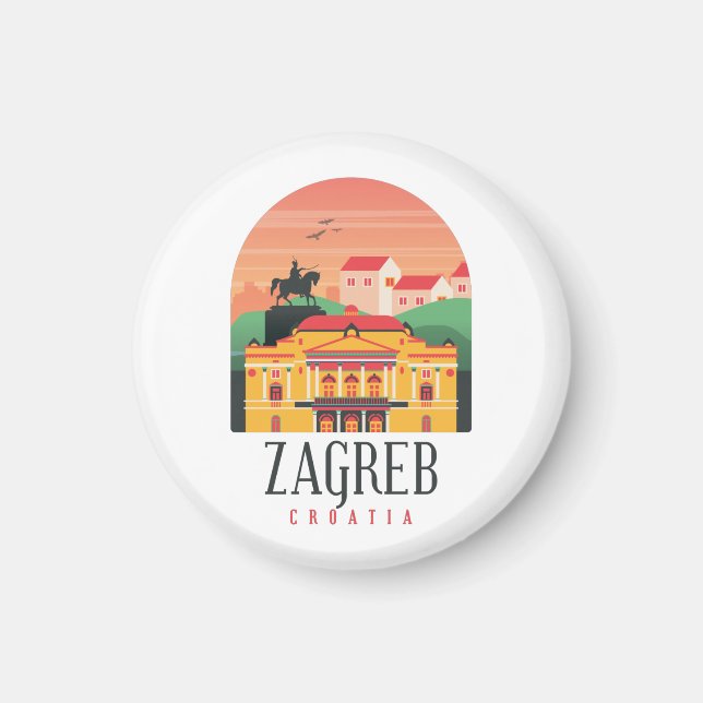 Zagreb Croatia Cityscape Vintage  Magnet (Front)