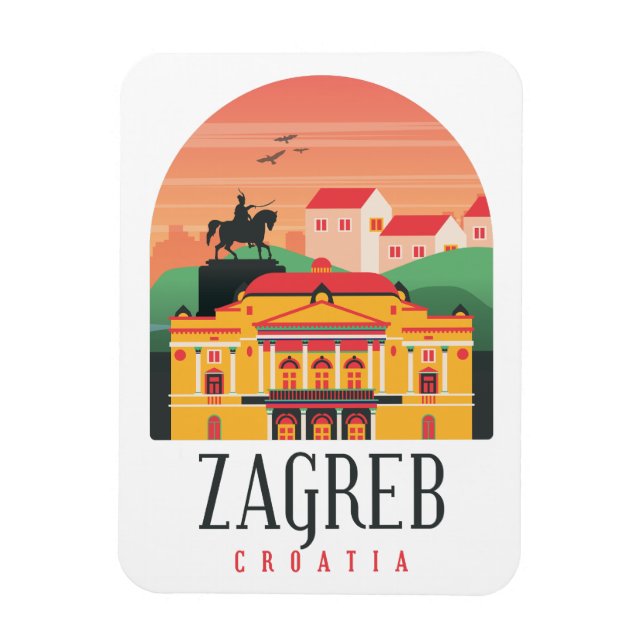 Zagreb Croatia Cityscape Vintage Photo Magnet (Vertical)