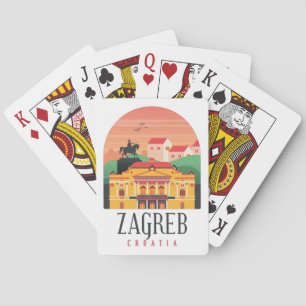 Zagreb Croatia Cityscape Vintage    Playing Cards