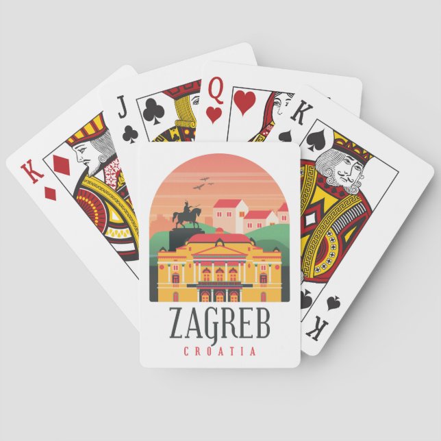 Zagreb Croatia Cityscape Vintage    Playing Cards (Back)