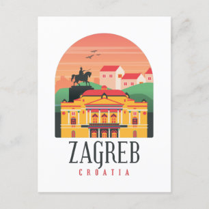 Zagreb Croatia Cityscape Vintage Postcard