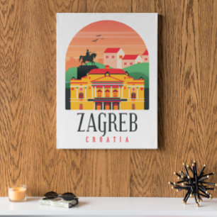 Zagreb Croatia Cityscape Vintage Poster
