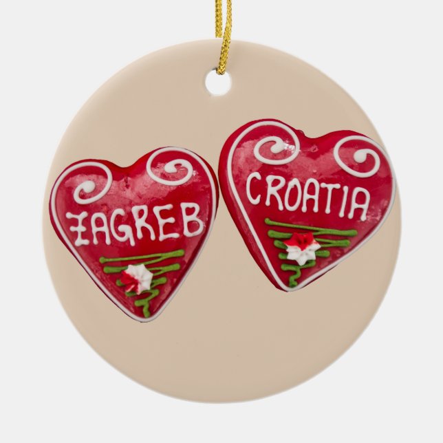Zagreb, Croatia: Heart-Shaped Licitar Ceramic Tree Decoration (Front)