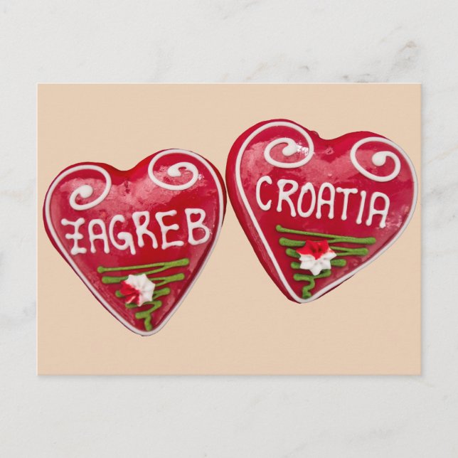 Zagreb, Croatia: Heart-Shaped Licitar Postcard (Front)